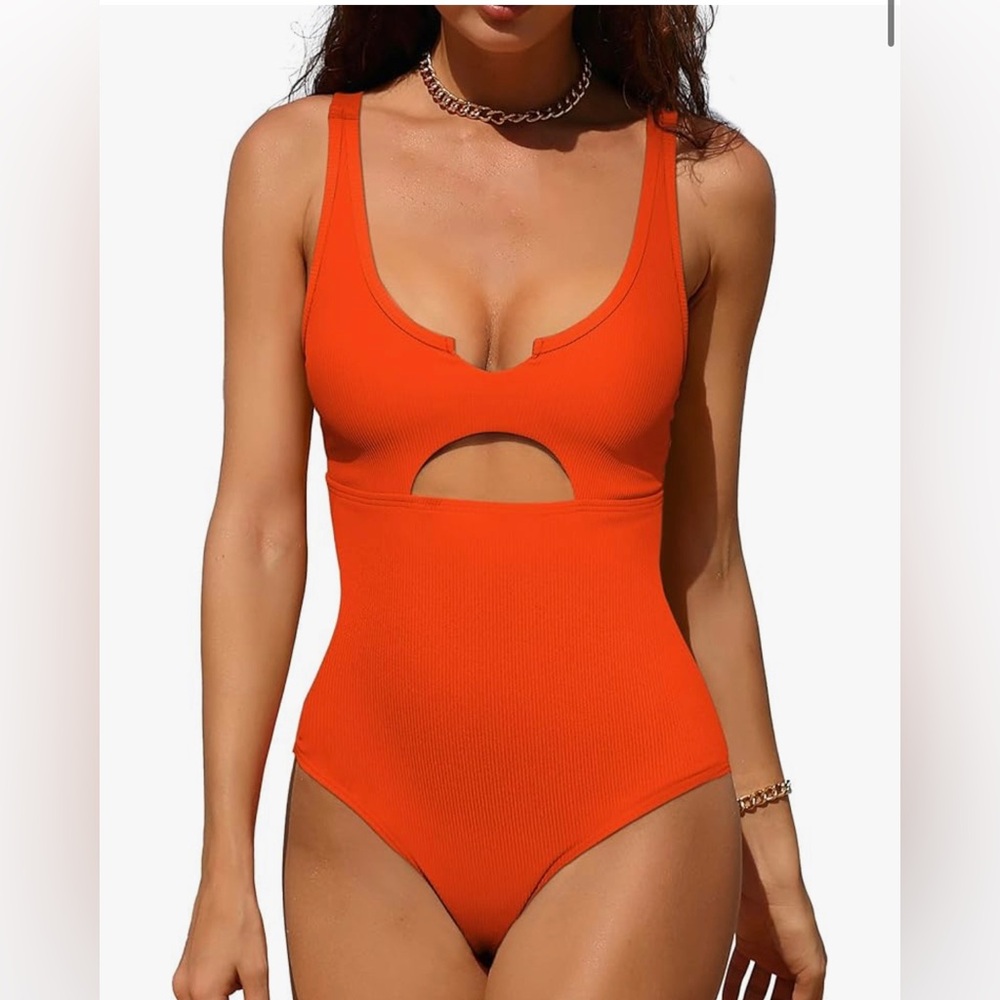 Tangerine Cutout one-piece Swimsuit